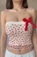 White Heart Print Tube Top