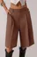 Brown Mid Rise Pleated Shorts