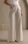Cream Solid Mid Rise Trousers