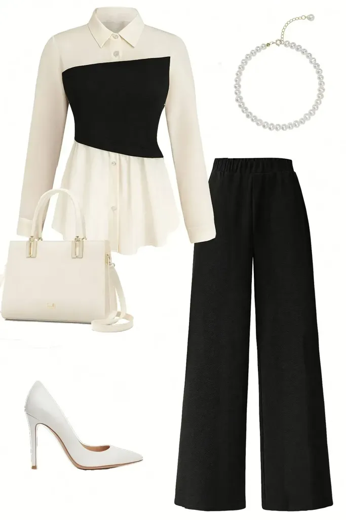 Black Solid Collared Co-Ord Set - Image 1