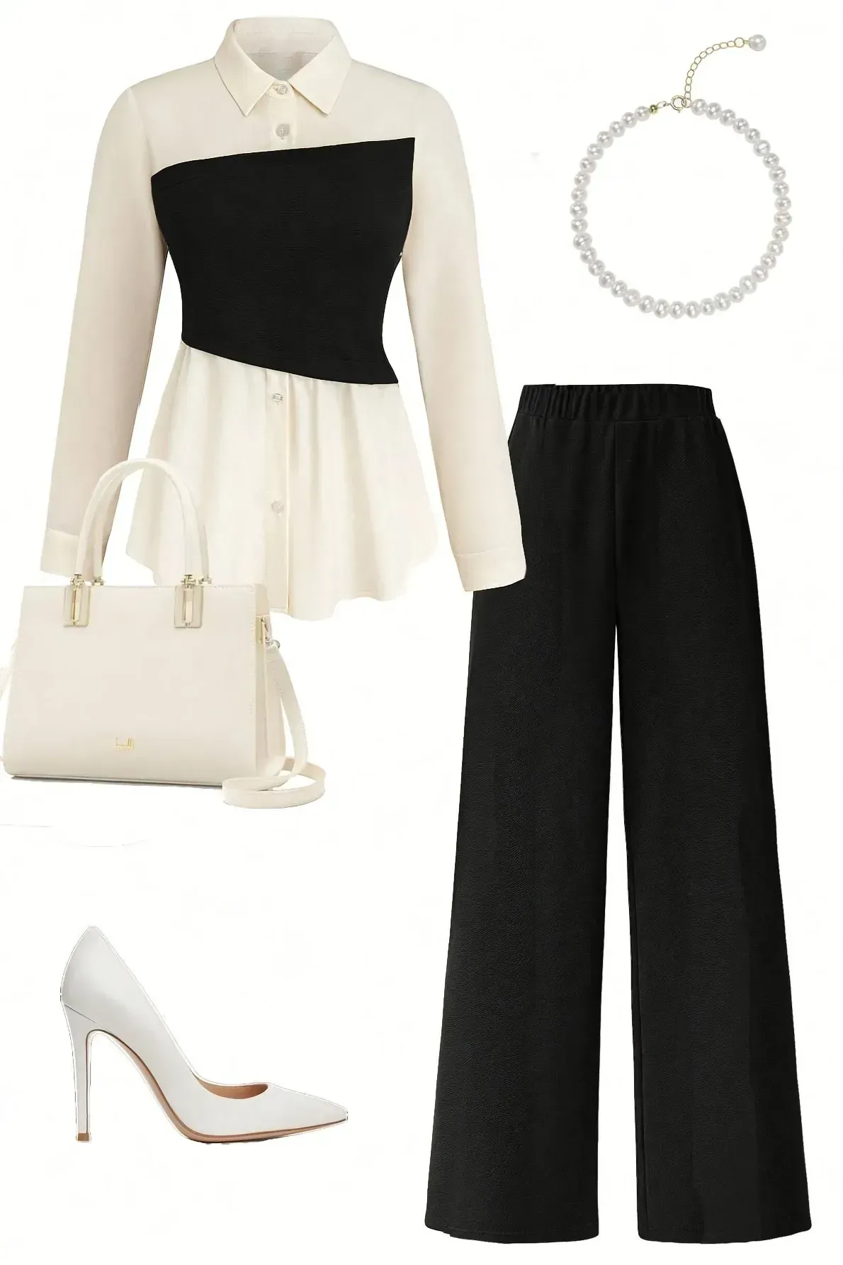 Black Solid Collared Co-Ord Set