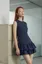Navy Blue Check Print Mini Tiered Dress