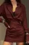 Wine Pinstripe Buttoned Mini Dress