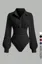 Black Draped Buttoned Bodysuit