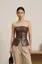 Brown Pu Tube Neck Top