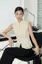 Beige Mandarin Lace-Insert Top