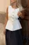 White Round Neck Buttoned Top