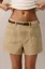 Khaki Solid Mid Rise Shorts