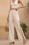 Off White Beaded Slit High Rise Pants