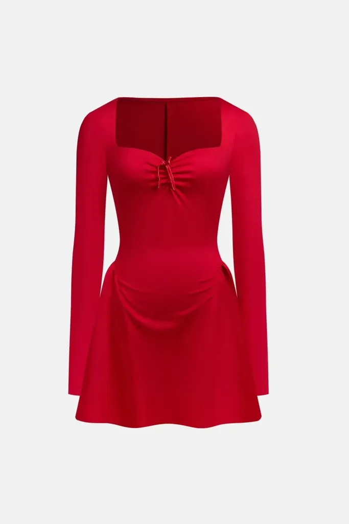 Red Sweetheart Fit And Flare Mini Dress - Image 1