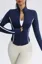Navy High Neck Zip-Up Jacket