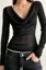 Black Shimmer Cowl Neck Top