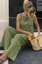 Green Solid Round Neck Co-Ord Set