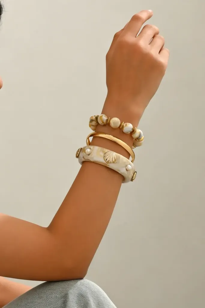 Golden Set Of 3 Beachy Bracelets - Image 1