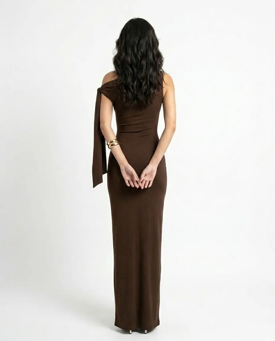 brown tie dress Brown Maxi Dress - Vivianne Scarf Tie - Size 0 to 12