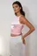 Pink Solid Tie Up Back Crop Top
