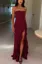 Wine Ruffled Slit Maxi Dress
