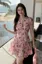 Light Pink Floral V-Neck Tiered Dress