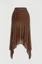 Brown Ruched High-Rise Midi Skirt