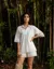 Off White Solid Schiffli Co-Ord Set