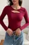 Wine Solid Cut-Out Neck Top