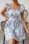 White Floral Ruffle Sleeve Mini Dress