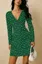 Green Floral V-Neck Mini Dress