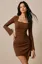 Brown Ruched Bodycon Mini Dress
