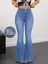 Blue Mid Rise Bootcut Pants