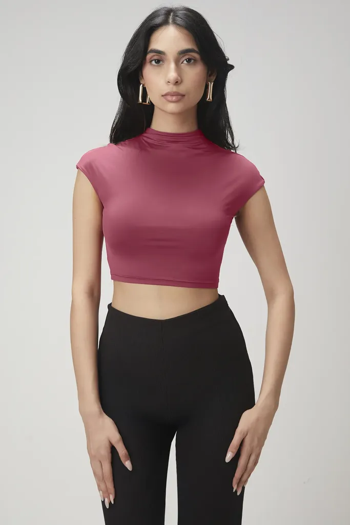 Polyamide Mock Neck Crop Top - Image 1