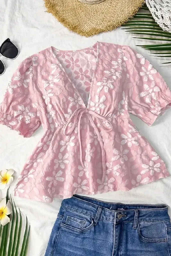 Light Pink Embroidered Top - Image 1