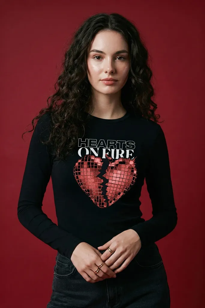 Black Graphic Print T-Shirt - Image 1