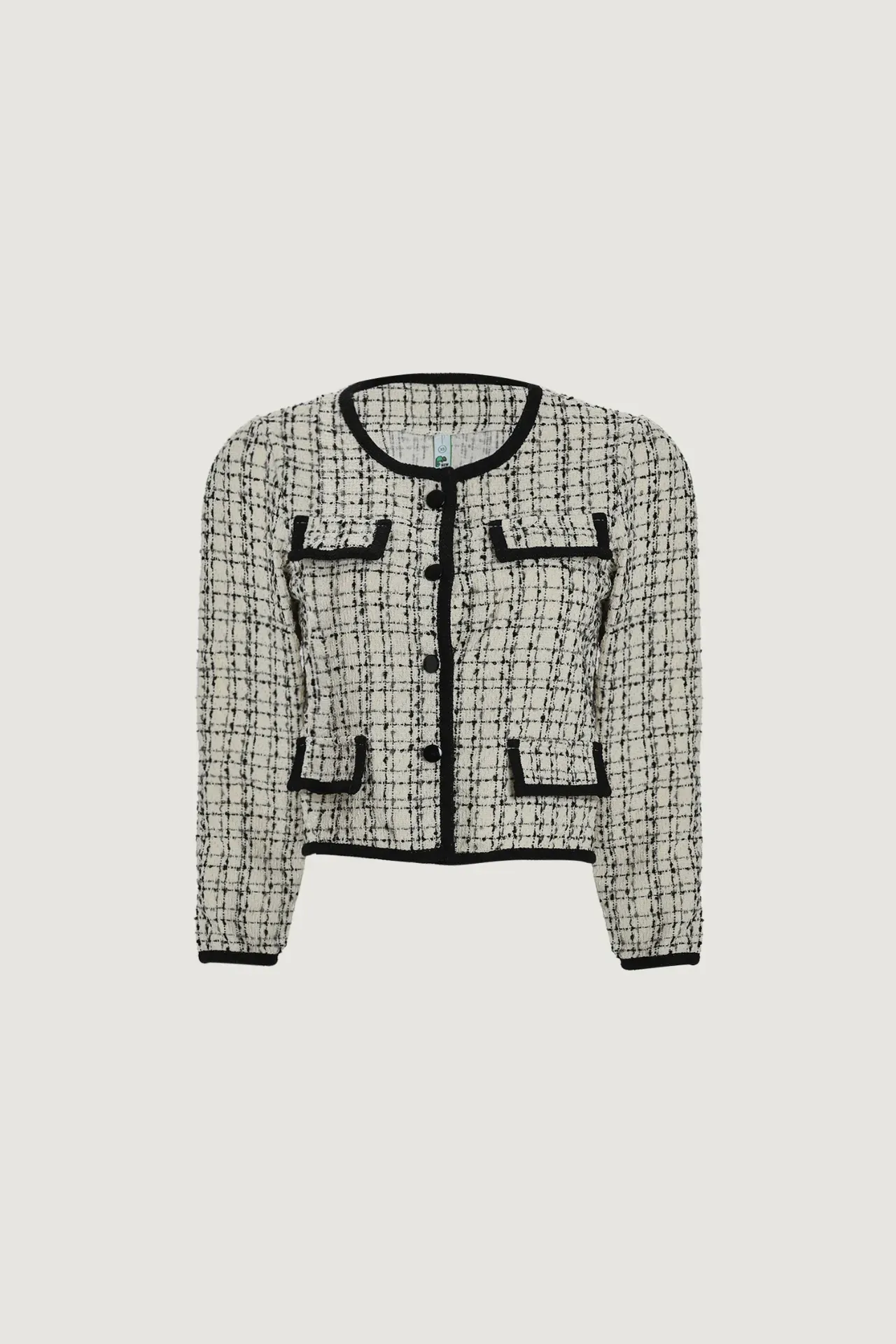 White Check Buttoned Tweed Jacket - NEWME