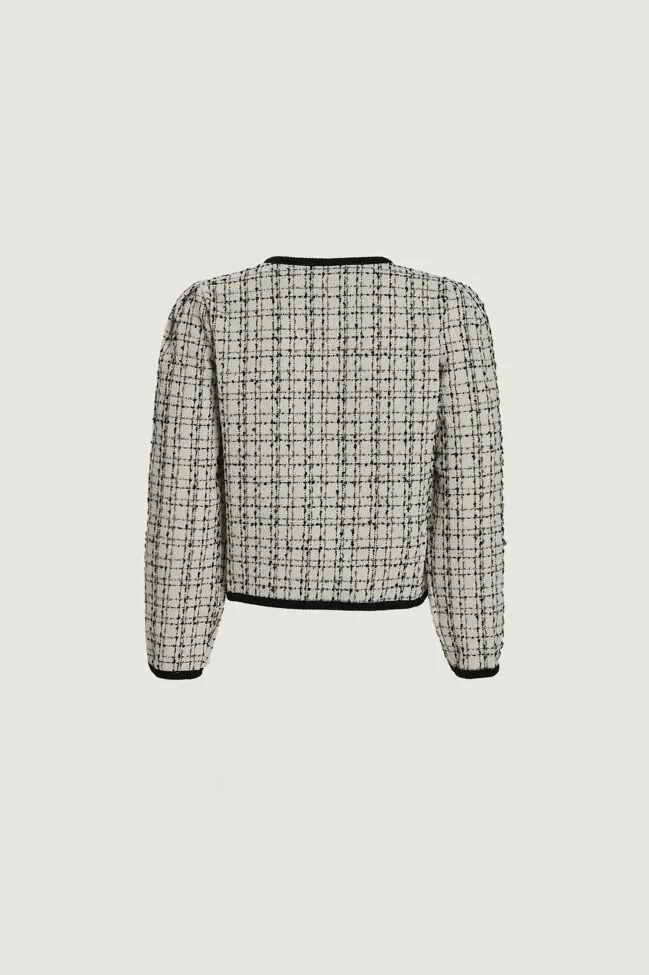 White Check Buttoned Tweed Jacket - NEWME