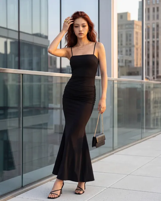 Black Fit And Flare Maxi Dress - NEWME