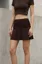Brown Solid Ruched A-Line Skirt