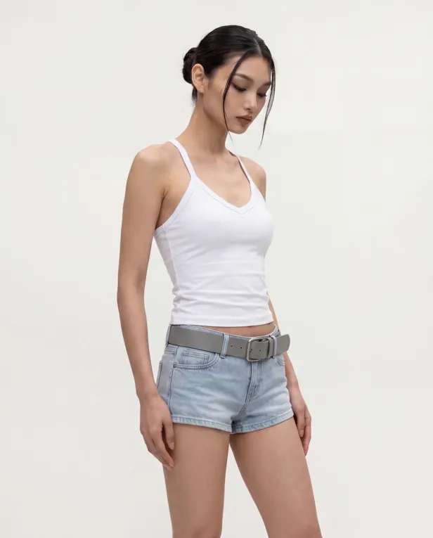 White Fitted Solid Tank Top - NEWME