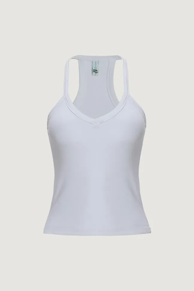 White Fitted Solid Tank Top - NEWME