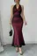 Wine Backless Mermaid Maxi Dress