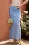 Blue Solid Mid Rise Ruched Maxi Skirt