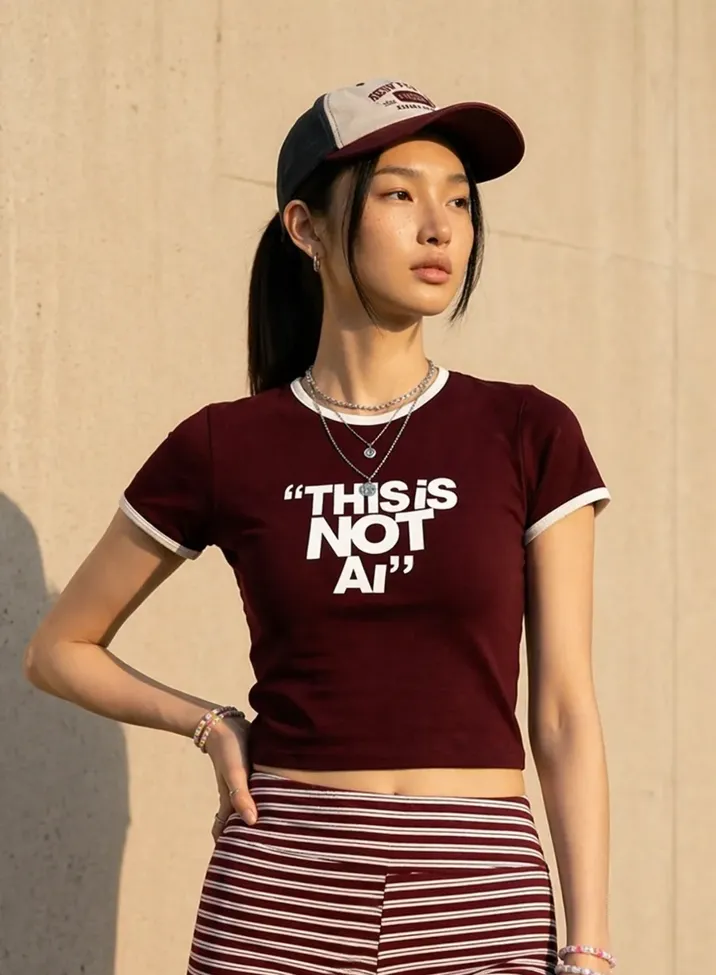 Wine Typography Crew Neck T-Shirt - Image 1