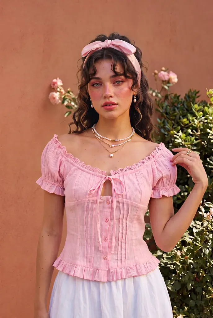 Pink Solid Off Shoulder Top - Image 1