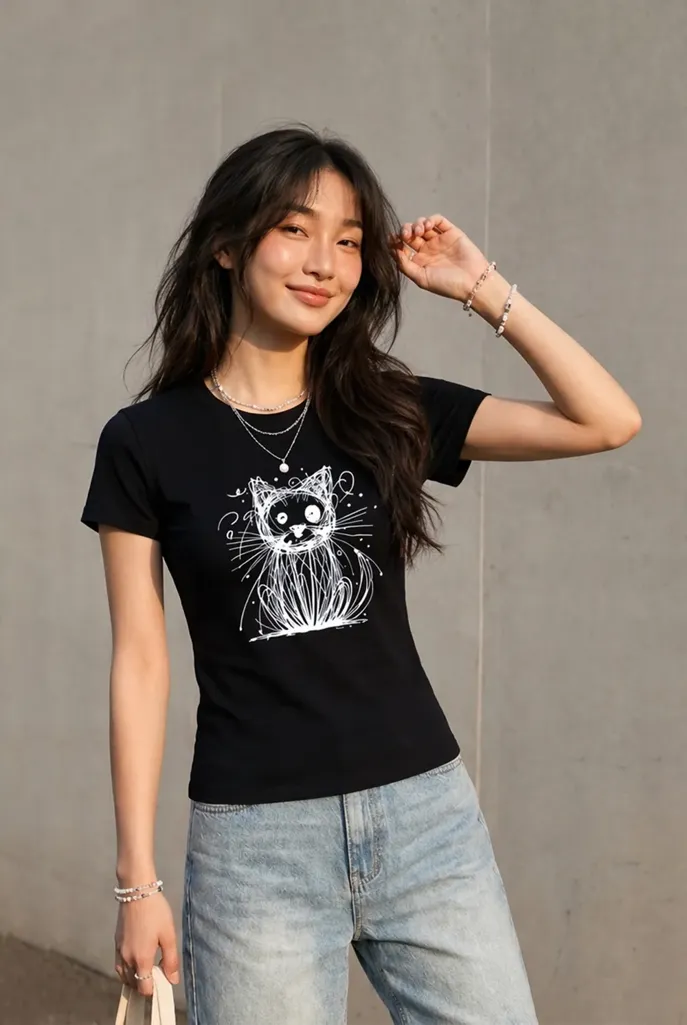 Black Graphic Printed T-Shirt - Image 1