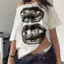 White One-Shoulder Graphic T-Shirt
