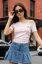 Light Pink One Shoulder Crop T-Shirt
