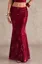 Wine Ruched Floral Mermaid Skirt