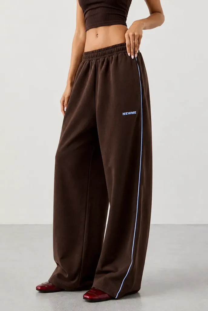 Brown Solid Mid-Rise Pants - Image 1