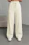 Cream Solid High-Rise Pants