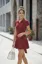 Maroon Solid Collared Mini Dress