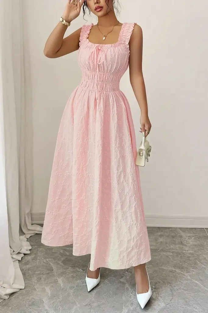 Light Pink Smocked Maxi Dress - Image 1